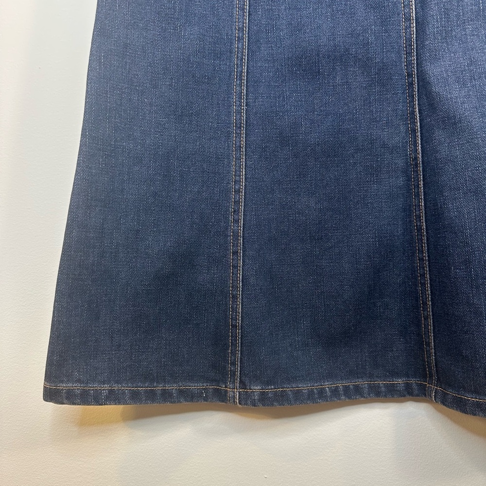 NWOT Vintage Gap Sz 4 Jean Denim Midi Skirt Button Fly Dark Wash Pockets Snaps - Picture 7 of 9